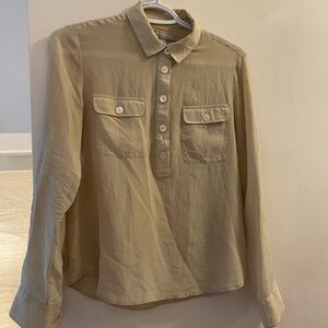 Banana Republic Gold Long Sleeve Collar Blouse